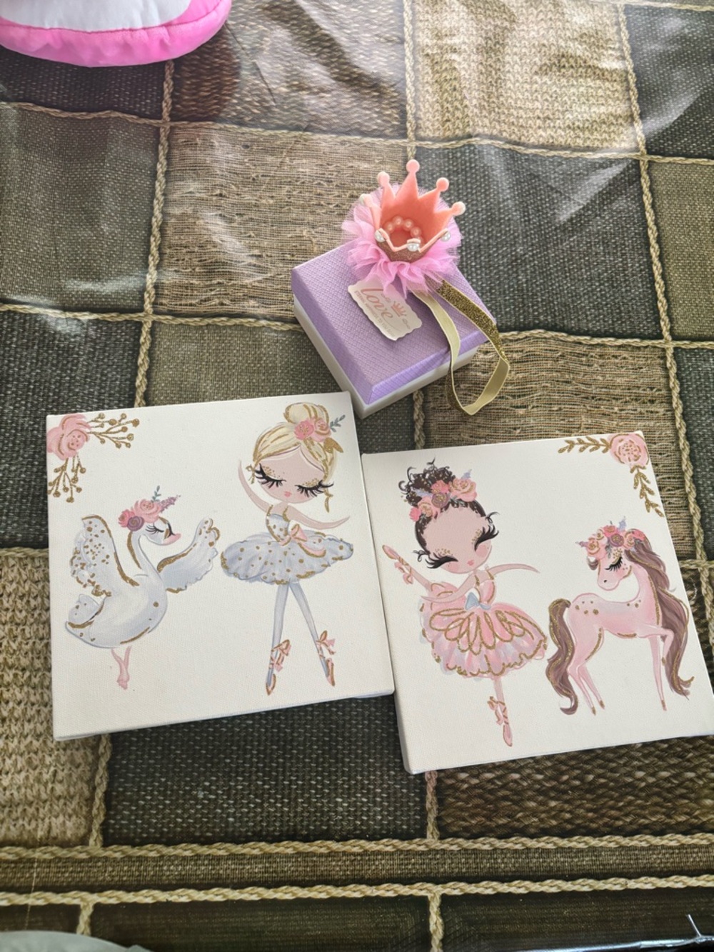 Pink & Gold Ballerina Canvas Wall Art Set